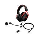 HyperX Cloud Alpha Wireless - Gaming Headset for PC, 300-hour battery life, DTS Headphone:X Spatial Audio, Memory foam, Dual Chamber Drivers, Noise-canceling mic, Durable aluminum frame,Red