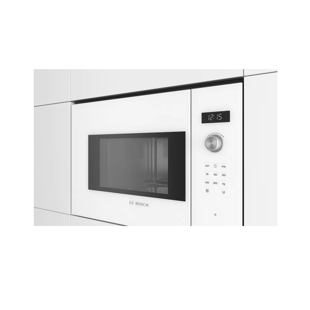 BOSCH BFL524MW0 Serie | 6 Built-In Microwave 60x38cm, Microwave Grill, 20 L, 800W, Rotary, Tactile, White