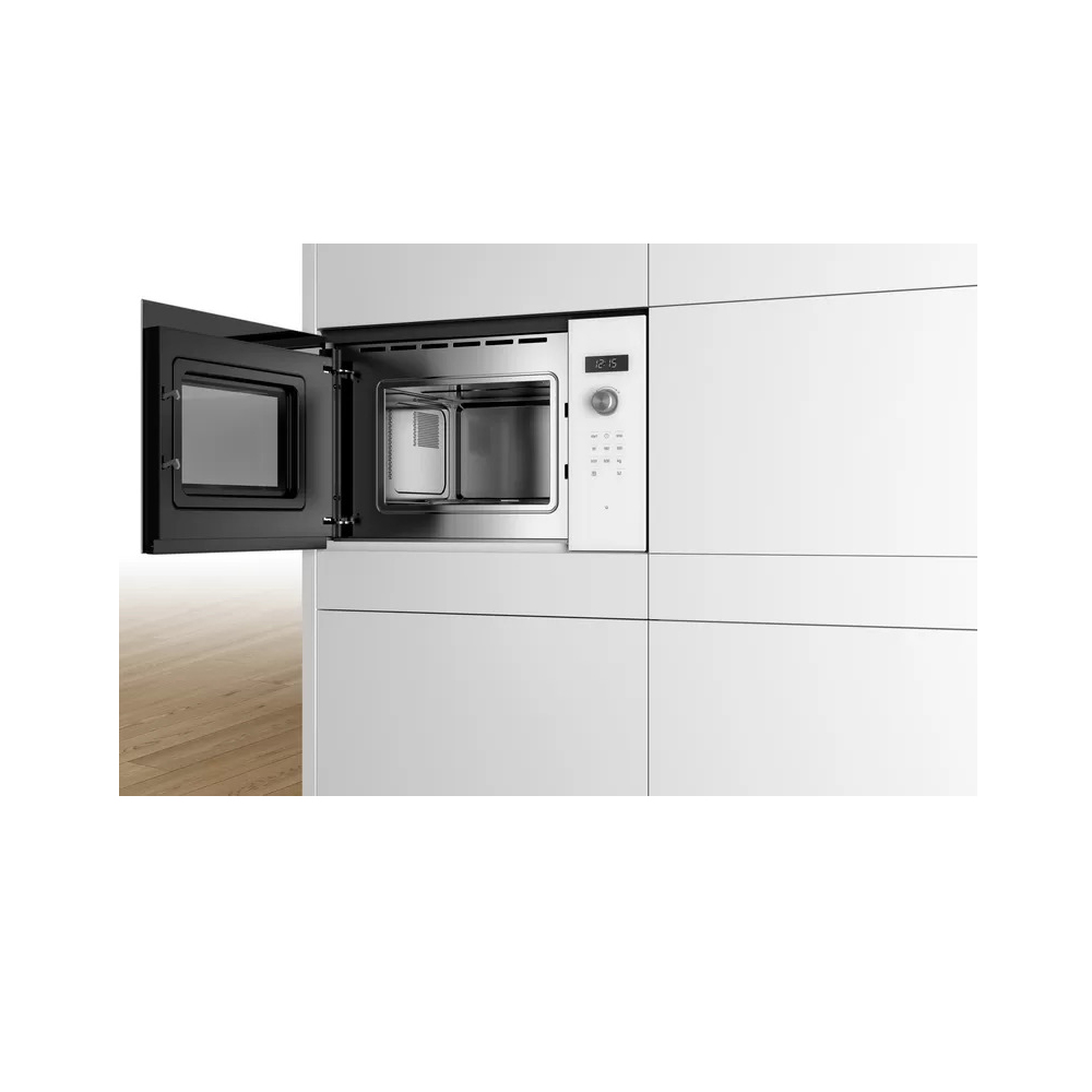 BOSCH BFL524MW0 Serie | 6 Built-In Microwave 60x38cm, Microwave Grill, 20 L, 800W, Rotary, Tactile, White