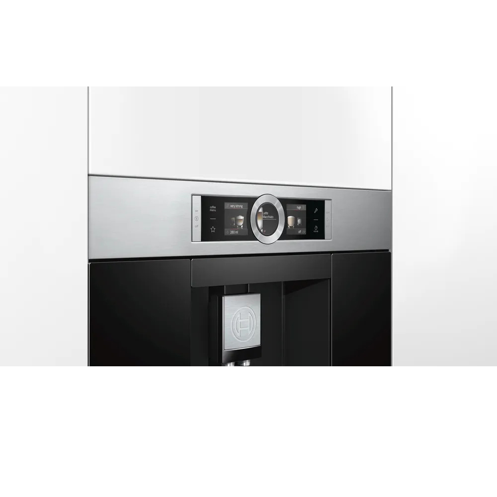 BOSCH CTL636ES1 Series 8 Built-In Fully Automatic Coffee Machine, 19.0 bar, water tank 2.4L, milk container 0.5L, 1600W, stainless steel/black