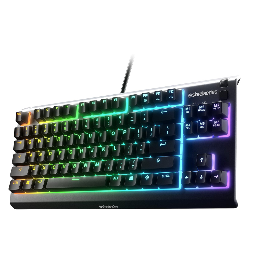 SteelSeries Apex 3 TKL RGB Gaming Keyboard – Tenkeyless Compact Form Factor - 8-Zone RGB Illumination – IP32 Water & Dust Resistant – Whisper Quiet Gaming Switch – Gaming Grade Anti-Ghosting,Black