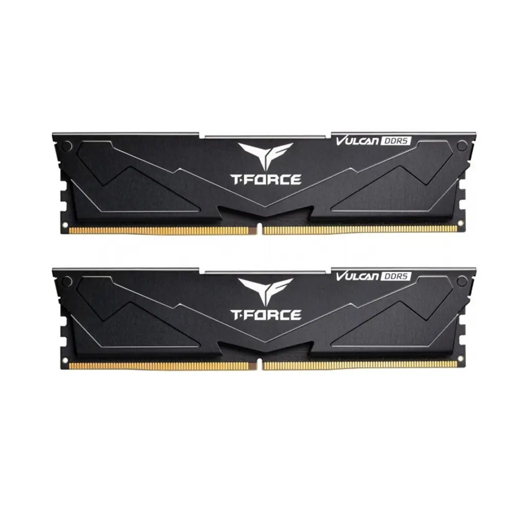 Team T-Force Vulcan Black 16GB (2x8GB) 5600Mhz CL40 DDR5 Gaming Ram (FLBD516G5600HC40BDC01).webp