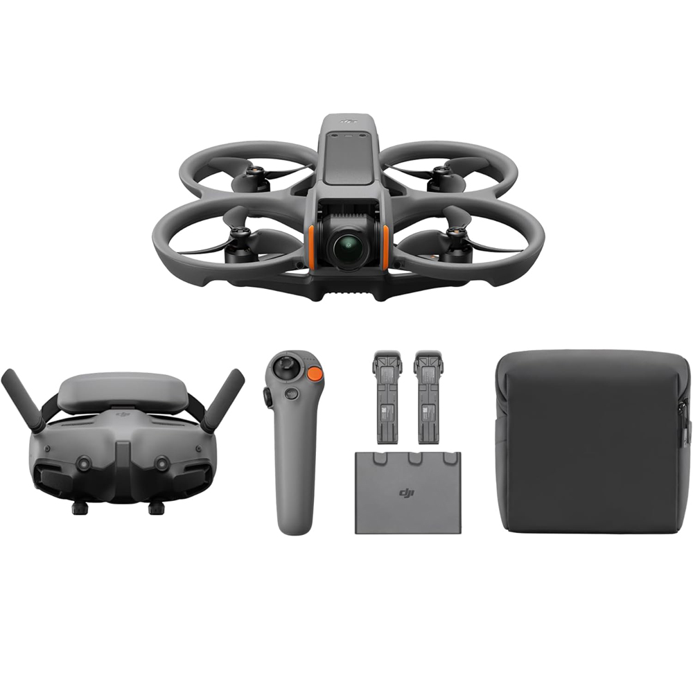 DJI Avata 2 Fly More Combo (3 Batteries), FPV Drone with Camera 4K, Immersive Experience, One-Push Acrobatics, Built-in Propeller Guard, 155° FOV, Camera Drone Compliant with FAA Remote ID