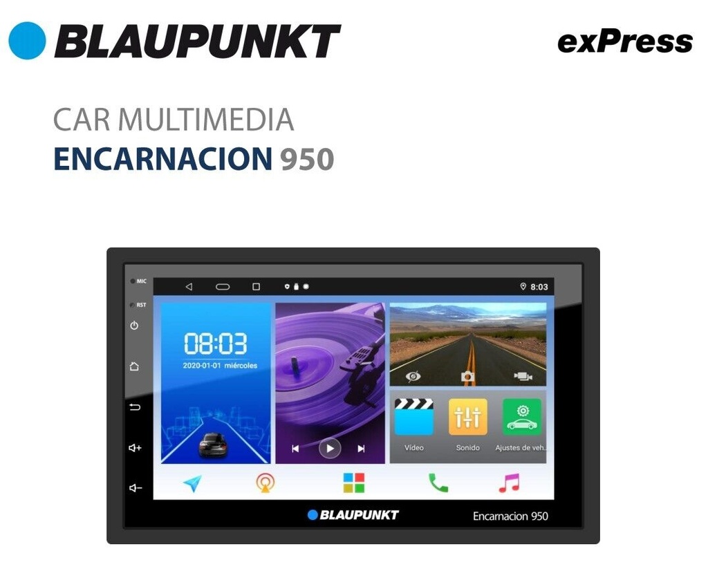 Blaupunkt ENCARNACION 950 7"AM/FM, Double Din Mechless Fixed Face Touchscreen Receiver With Phonelink Wifi(Built in) Bluetooth,2x USB,Phone Link EVO,Android and iPhones)