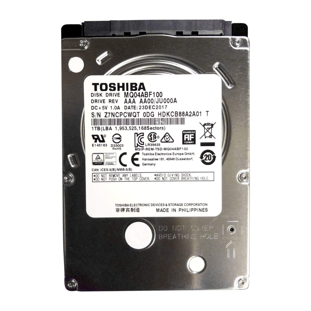 Toshiba MQ04ABF100 1TB/1000GB 5400rpm Sata 7mm 2.5" Hard Drive 128mb, 6 Gbit/s.