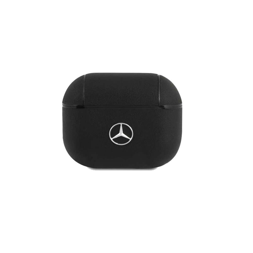 Mercedes-Benz Leather Case with Metal Logo for Airpods 3 - Black