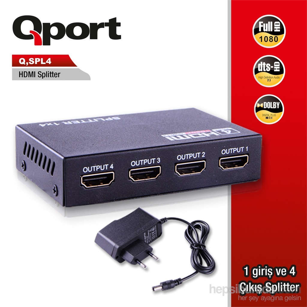 QPORT Q-SPL4 4x HDMI MULTIPLIER.FULL HD