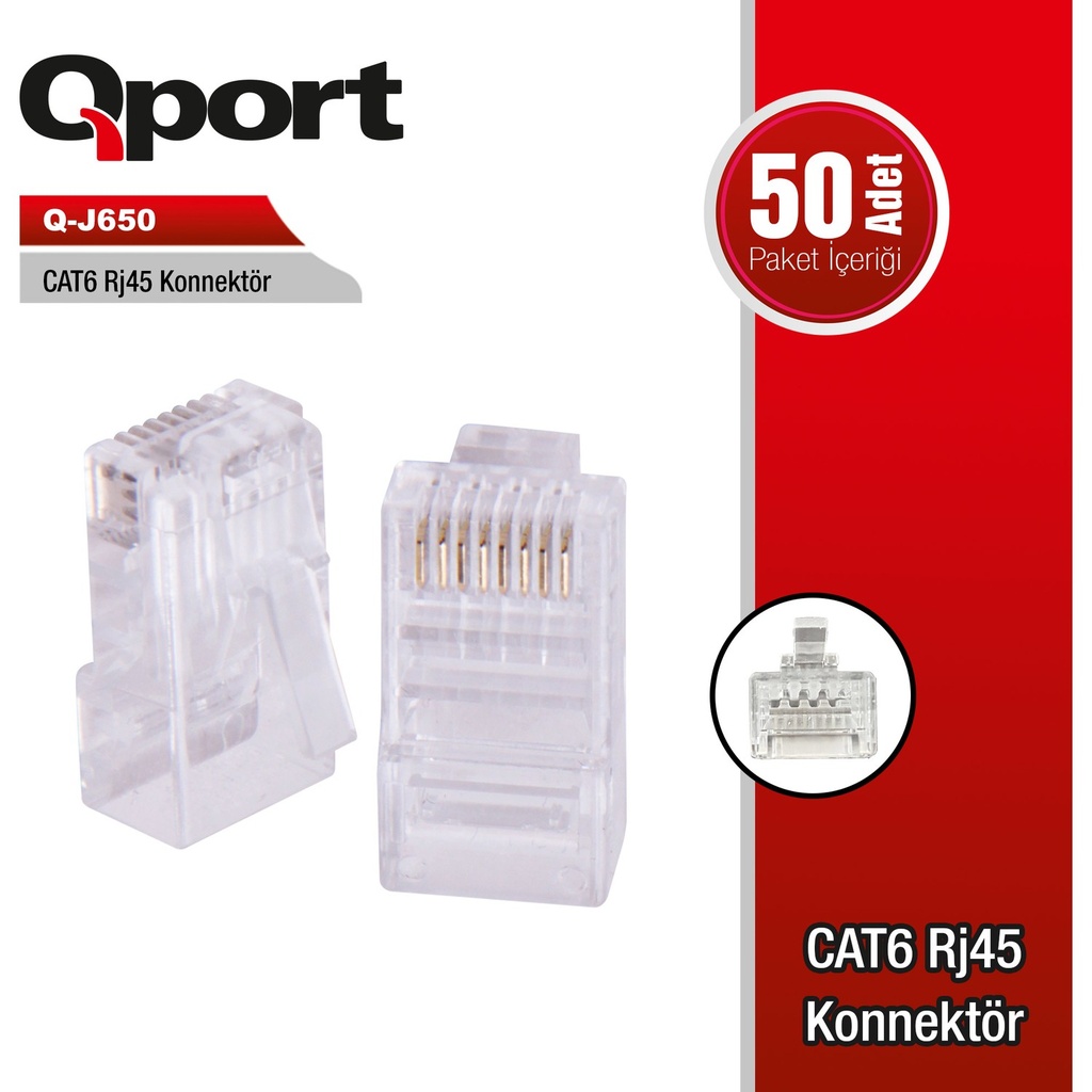 Qport Q-J650M CAT6 RJ45 Connector and bracket 50 pcs