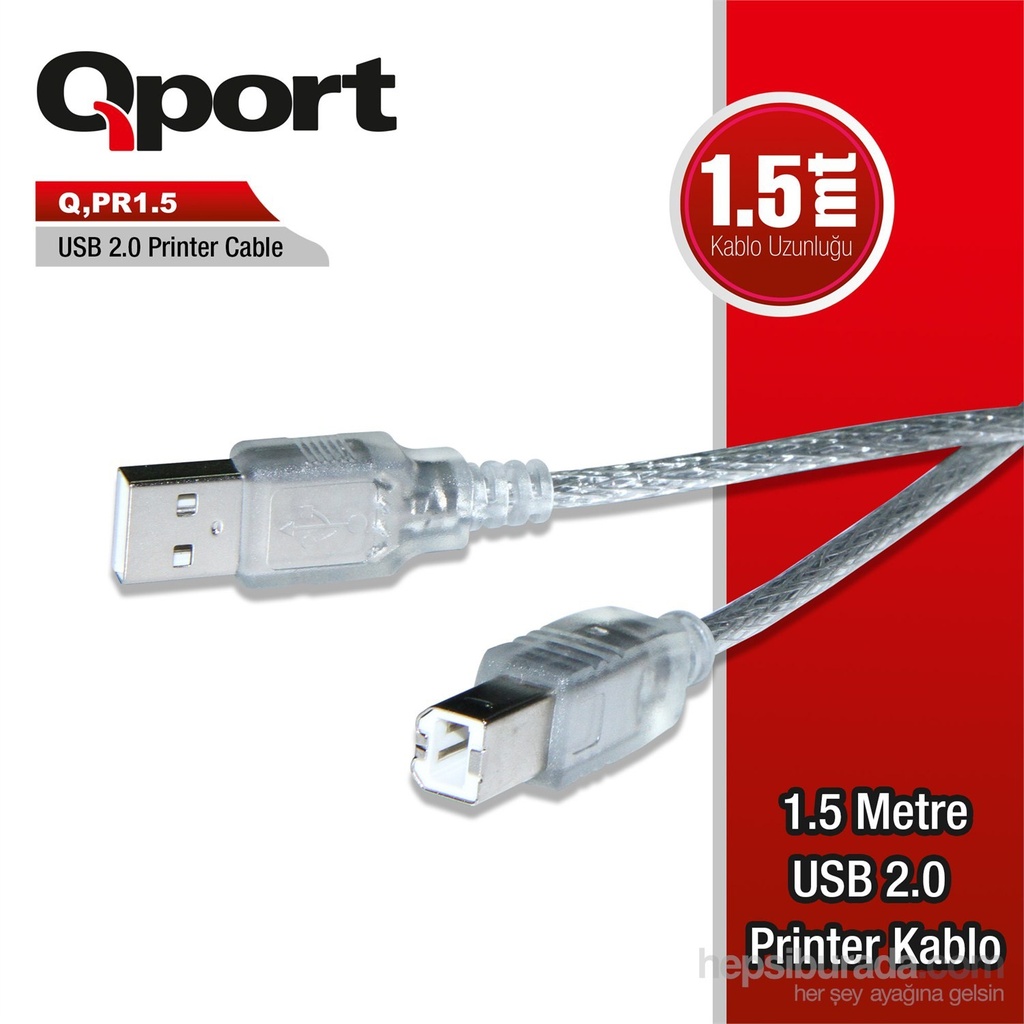 Qport Q-Pr1.5 Usb 2.0 1.5M Printer Cable