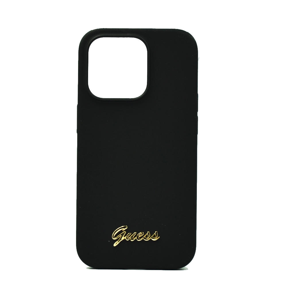 Guess Silicone PC Camera Script Logo Hard Case for iPhone 14 Series