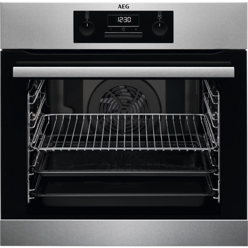AEG BEB331110M 8 Function Steel Turbo Oven 71L Class A  Panel: stainless steel Cooling fan  Cools electronic components and external parts Cleaning Method: Aqua Cleaning