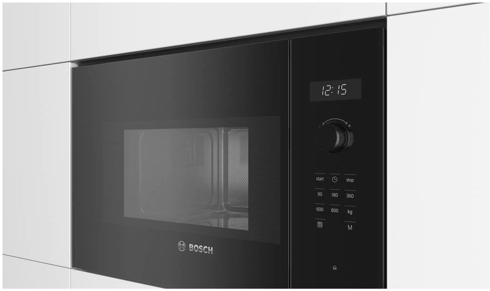 BOSCH BFL524MB0 Serie | 6 Built-In Microwave 60 x 38 cm  Black Glass with 3 different heating programs and 5 stages