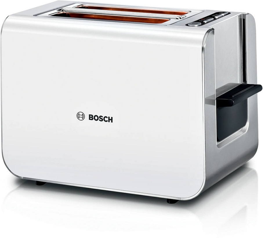 BOSCH TAT8611 Compact toaster Styline Toaster White/Steel dual compartment 860W