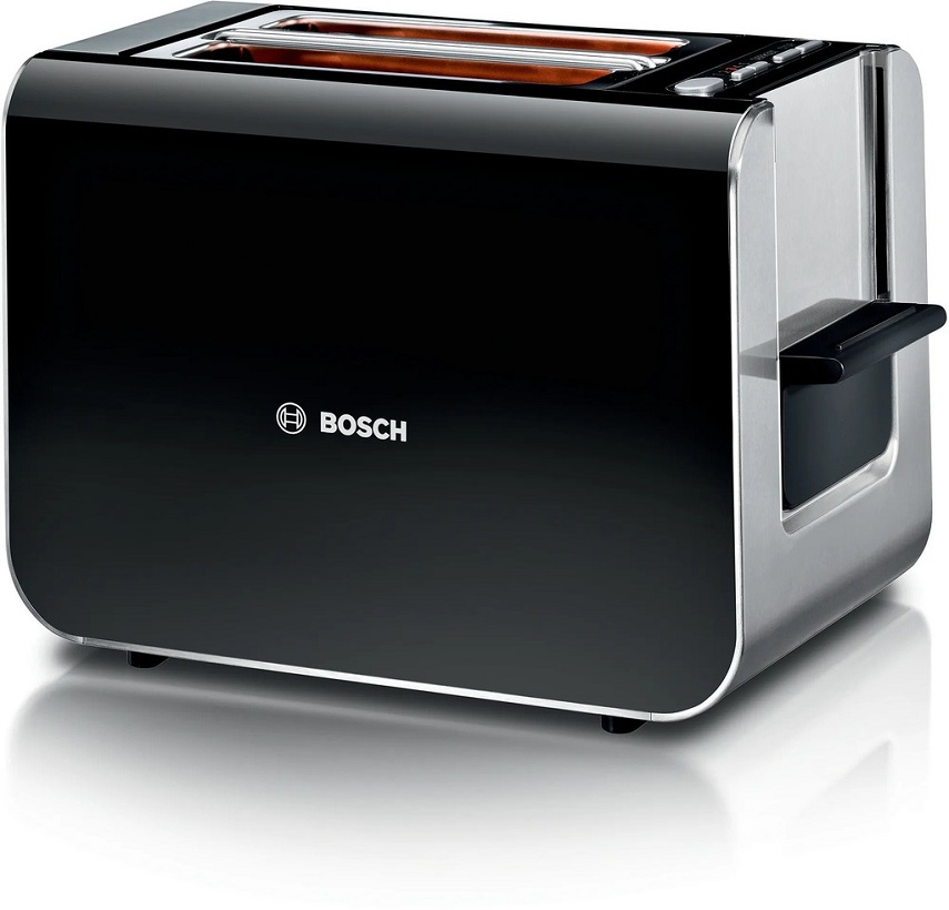BOSCH TAT8613 Compact Toaster Styline Black/Steel dual compartment 860W