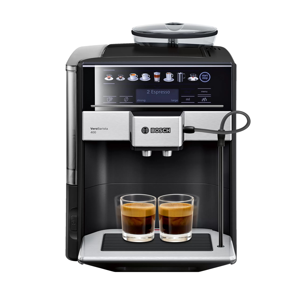 BOSCH TIS65429RW Fully automatic coffee machine Vero Barista 400 Sapphire, 15.0 bar, 1.7L, black metallic