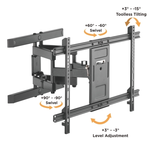 LUMI Brateck LPA61-486 SOLID FULL-MOTION TV WALL MOUNT Fit Most 37"~80" TVs