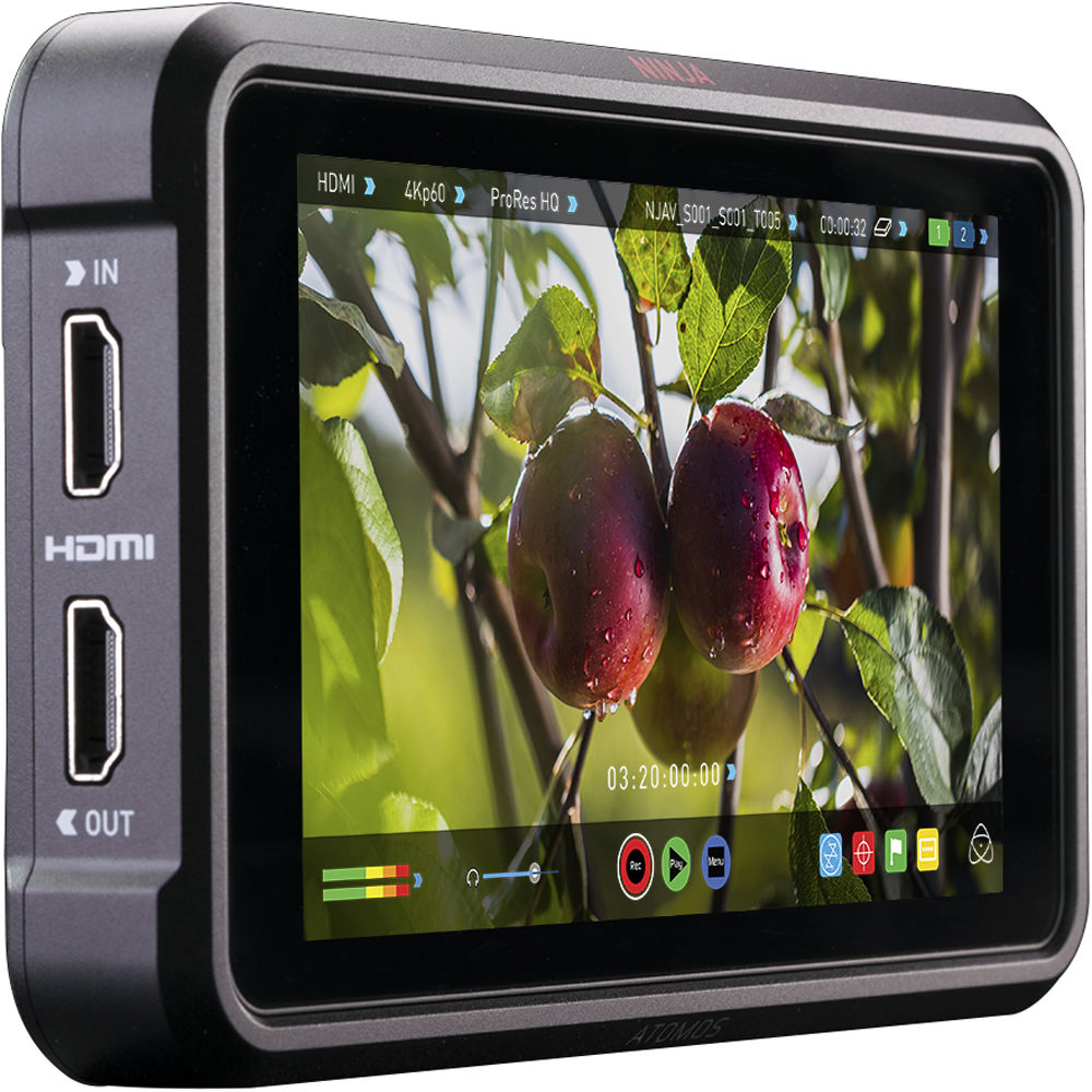 Atomos Ninja V 5″ 4K HDMI Recording Monitor 1920 x 1080 Touchscreen Display 10-Bit Exterior Viewable Monitor 4K HDMI Input 1000 cd/m² Brightness