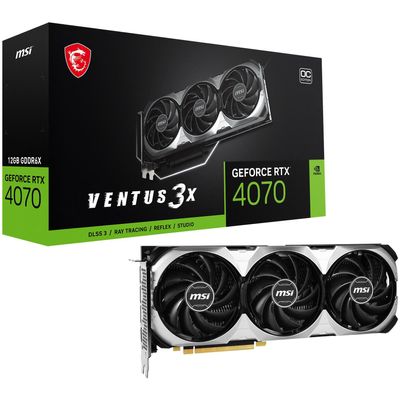 MSI GeForce RTX 4070 Ventus 3X OC 12GB GDDR6X DLSS3 PCi Ex 4.0 16x Graphics Card