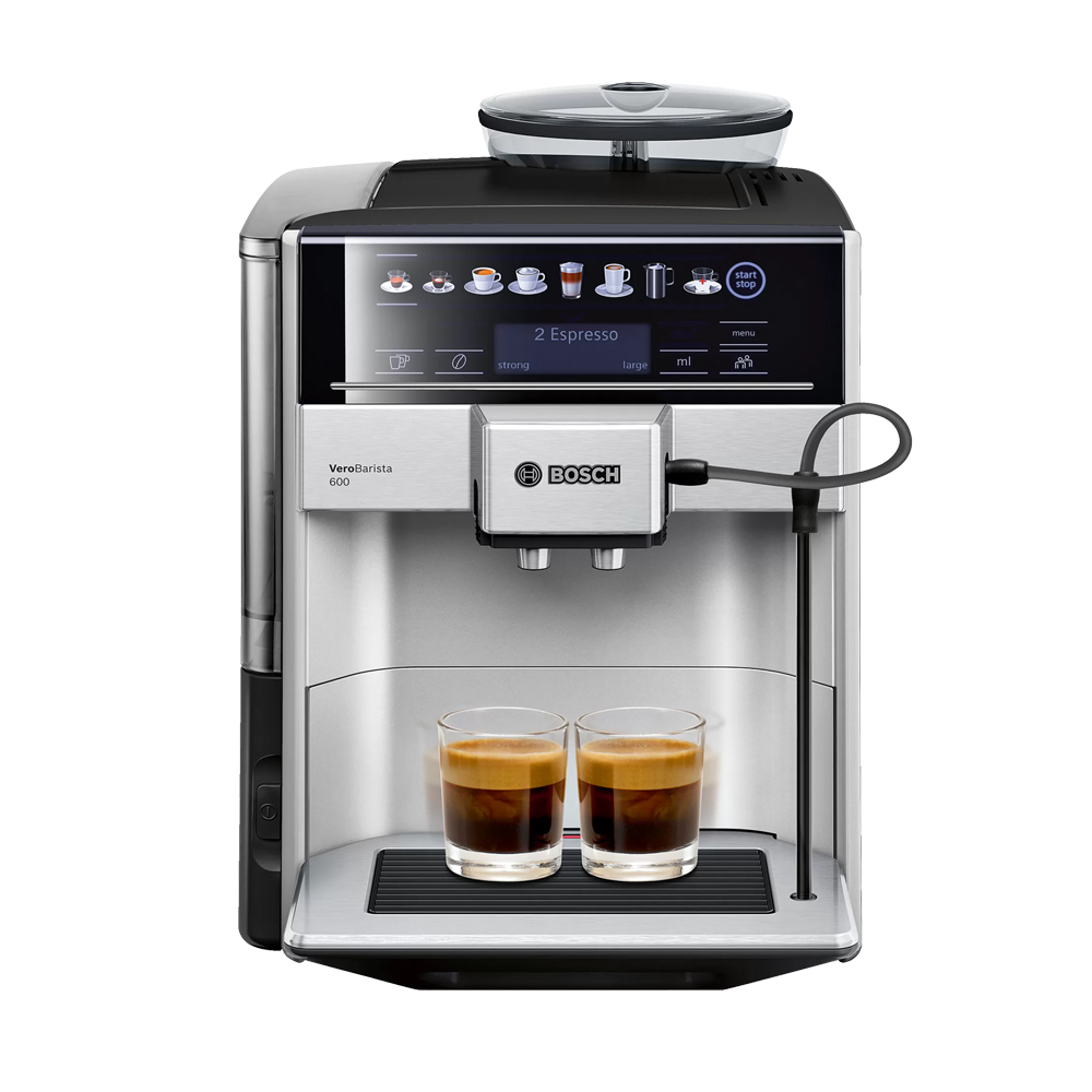 BOSCH TIS65621RW Fully automatic coffee machine Vero Barista 600, 19bar, water tank 1.7L, milk container 0.5L, 1500W, Silver