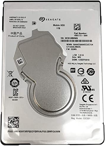 Seagate 1TB Notebook HDD SATA 6Gb/s 128MB Cache 2.5" Internal Bare Drive ST1000LM049 (BarraCuda)