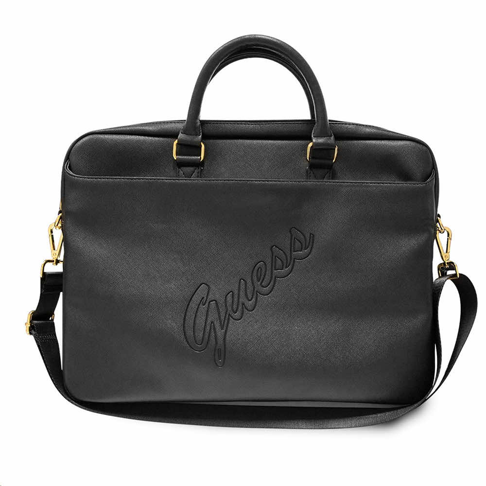 GUESS SAFFIANO SCRIPT LAPTOP BAG - 15-16"