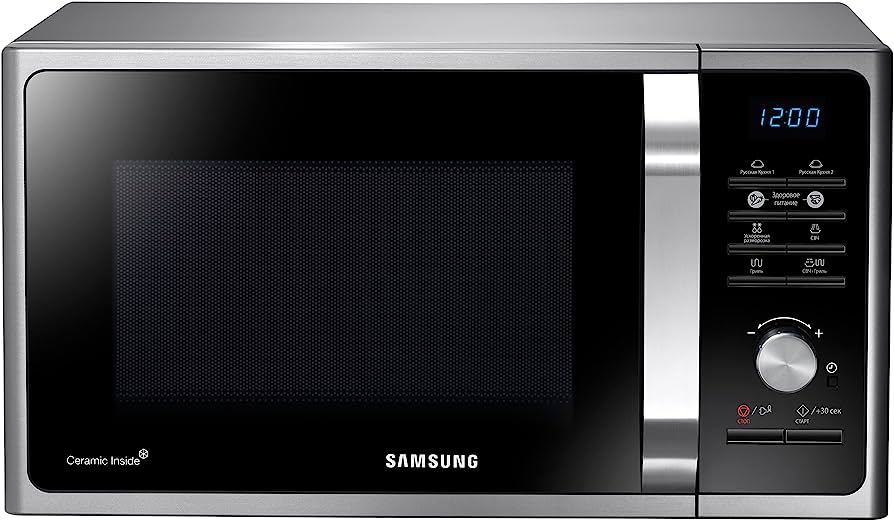 Samsung MS23F301TAS/OIL Solo Microwave with Healthy Cooking, 800W, 23L, Silver/Black