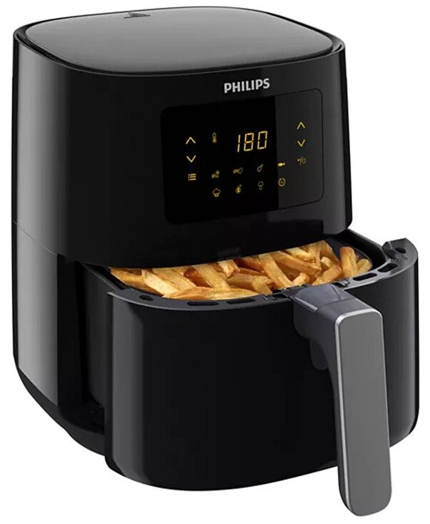 Philips HD9252/70 Essential Air Fryer, Basket: 0.8kg, Pan: 4.1L, 1400W, Black/Silver