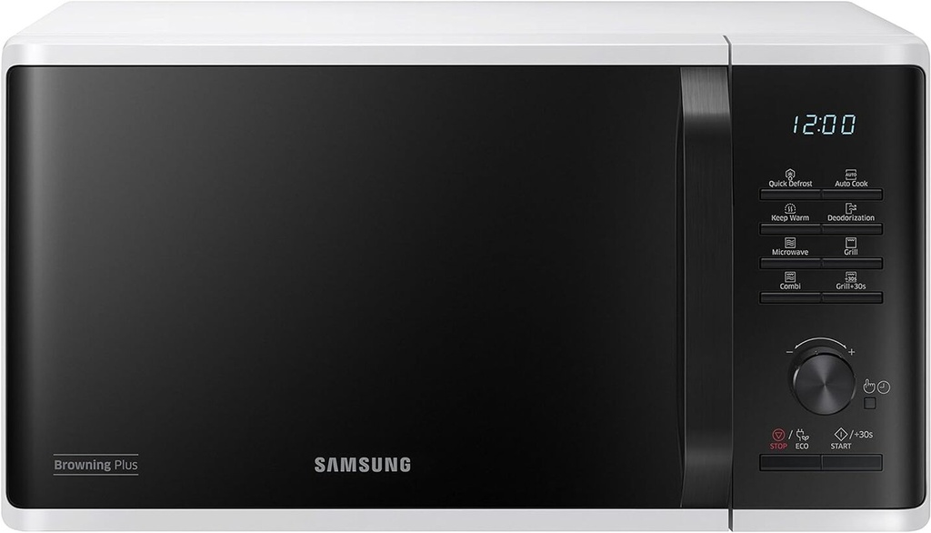 Samsung MG23K3515AW Solo Grill Microwave Oven, Rapid Defrost, 23L, 800W, White/Black