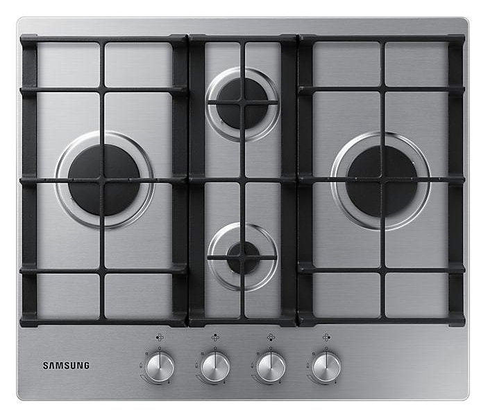 SAMSUNG NA64H3010BS/O1 Built-in 4 Burner Gas Hob with cast iron Grates, 60x9.5x51cm, Stainless steel