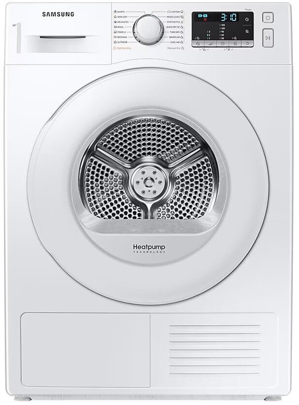 SAMSUNG DV80TA020TT/LE Dryer Machine with OptimalDry and Heatpump technology, 8kg, 60x85x60cm, Energy class A++, White