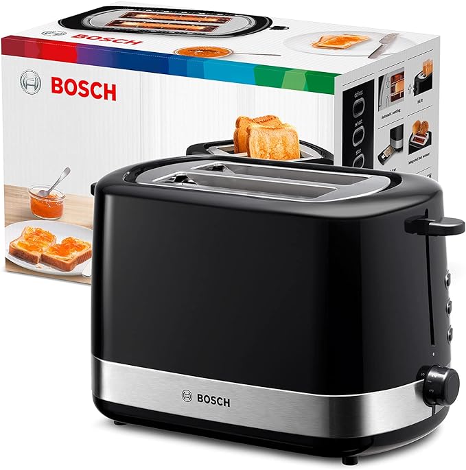 Bosch TAT7403 toaster 2 slice(s) 800W, Black/Stainless steel