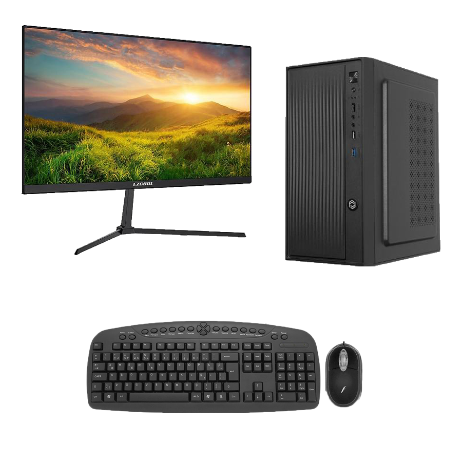 Office PC Bundle - Office PC AMD Ryzen 5 5600G 16GB RAM 480GB SSD Radeon Vega 7 Graphics + EZCOOL 21.5'' Monitor + Frisby FK-146QU Mouse & Keyboard