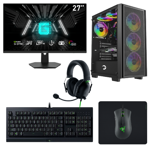 Durmazz Platinum V2 Gaming Bundle - Gaming PC Intel Core i5 13400F 16B RAM 1TB SSD RTX 4060/4060ti 8GB & MSI G271F 27'' FHD 180Hz 1ms Monitor & Razer Keyboard, Mouse, Mousepad & Headset