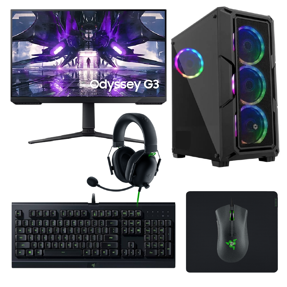 Durmazz Platinum V2 Gaming Bundle - Gaming PC Intel Core i5 13400F 16B RAM 1TB SSD RTX 4060/4060ti 8GB & Samsung LS27AG320NUXUF 27'' FHD 165Hz 1ms Monitor & Razer Keyboard, Mouse, Mousepad & Headset