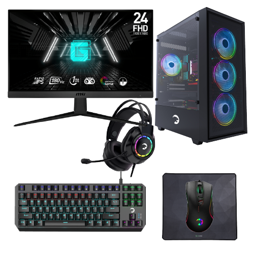 Durmazz Platinum Gaming Bundle - Gaming PC Intel Core i5 12400F 16/32 GB RAM 1TB SSD RTX 4060/4060ti 8GB & MSI G2412F 24" 180Hz 1ms FHD Monitor & Mechanical Keyboard, Mouse, Mousepad & Headset