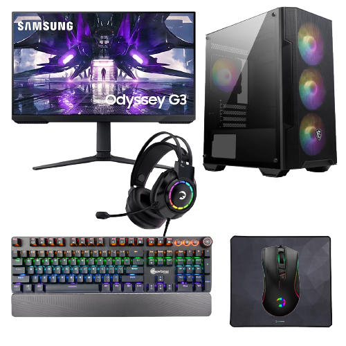 Durmazz Platinum Gaming Bundle - Gaming PC Intel Core i5 12400F 16/32 GB RAM 1TB SSD RTX 4060/4060ti 8GB & Samsung LS27AG320NUXUF 27'' FHD 165Hz 1ms Monitor & Mechanical Keyboard, Mouse, Mousepad & Headset