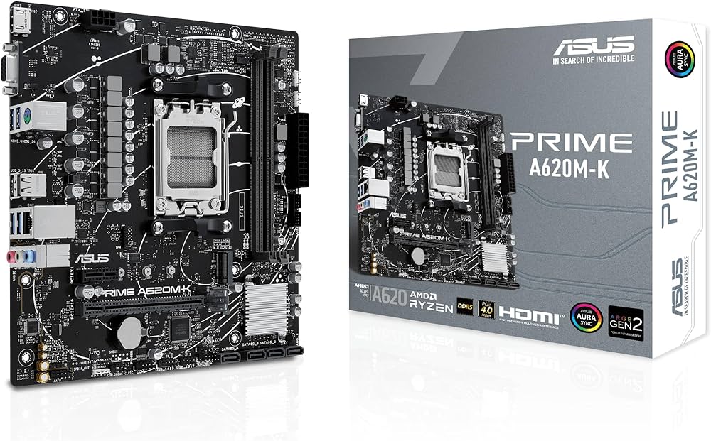 ASUS PRIME A620M-K DDR5 6400+(OC) HDMI VGA M.2 AM5