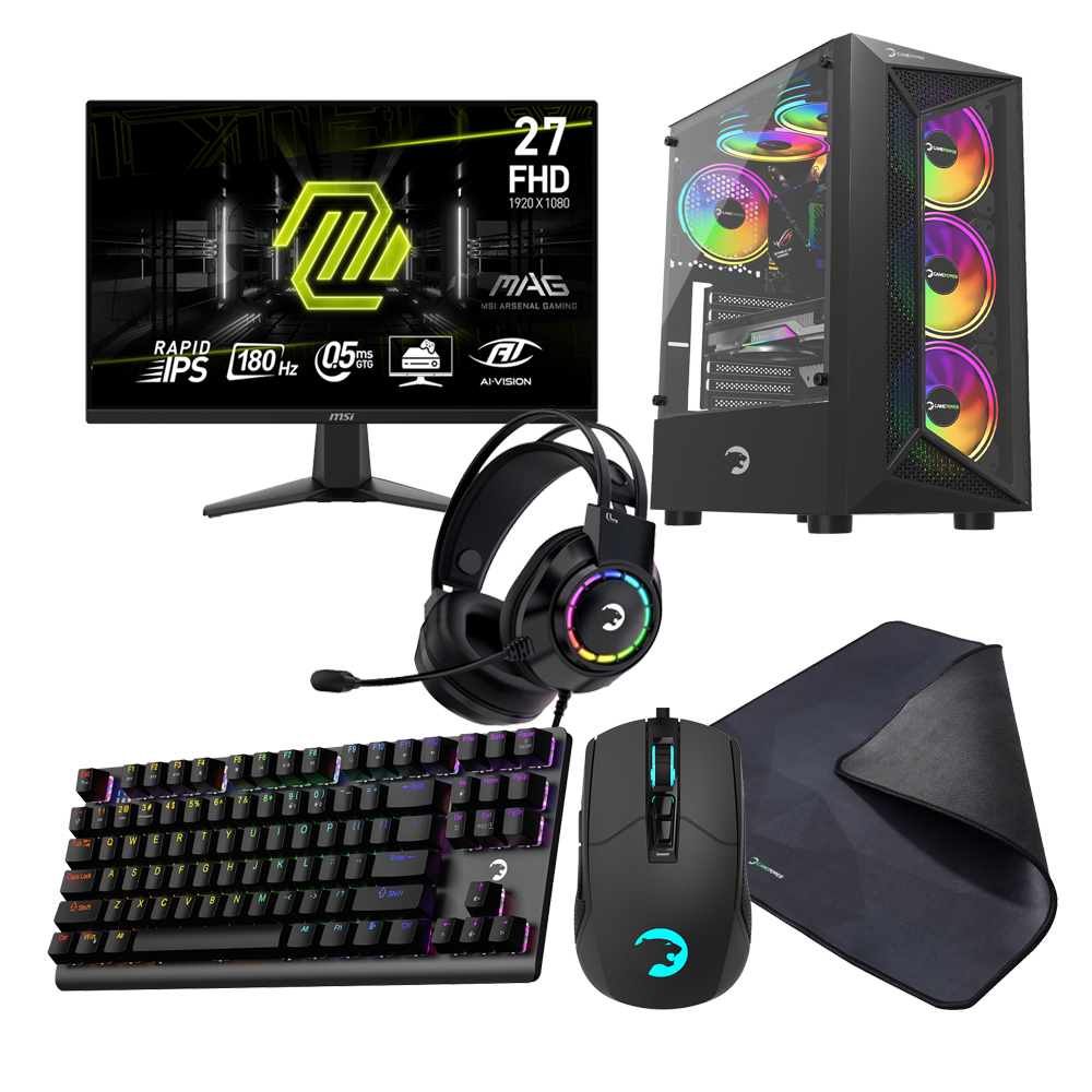 Durmazz Platinum V3 Gaming Bundle - Gaming PC AMD Ryzen 5 7500F 32GB DDR5 RAM 1TB SSD Nvidia RTX 4060 / 4060ti 8GB & Samsung LS27AG320NUXUF 27'' FHD 165Hz 1ms Monitor & Mechanical Keyboard, Mouse, Mousepad & Headset