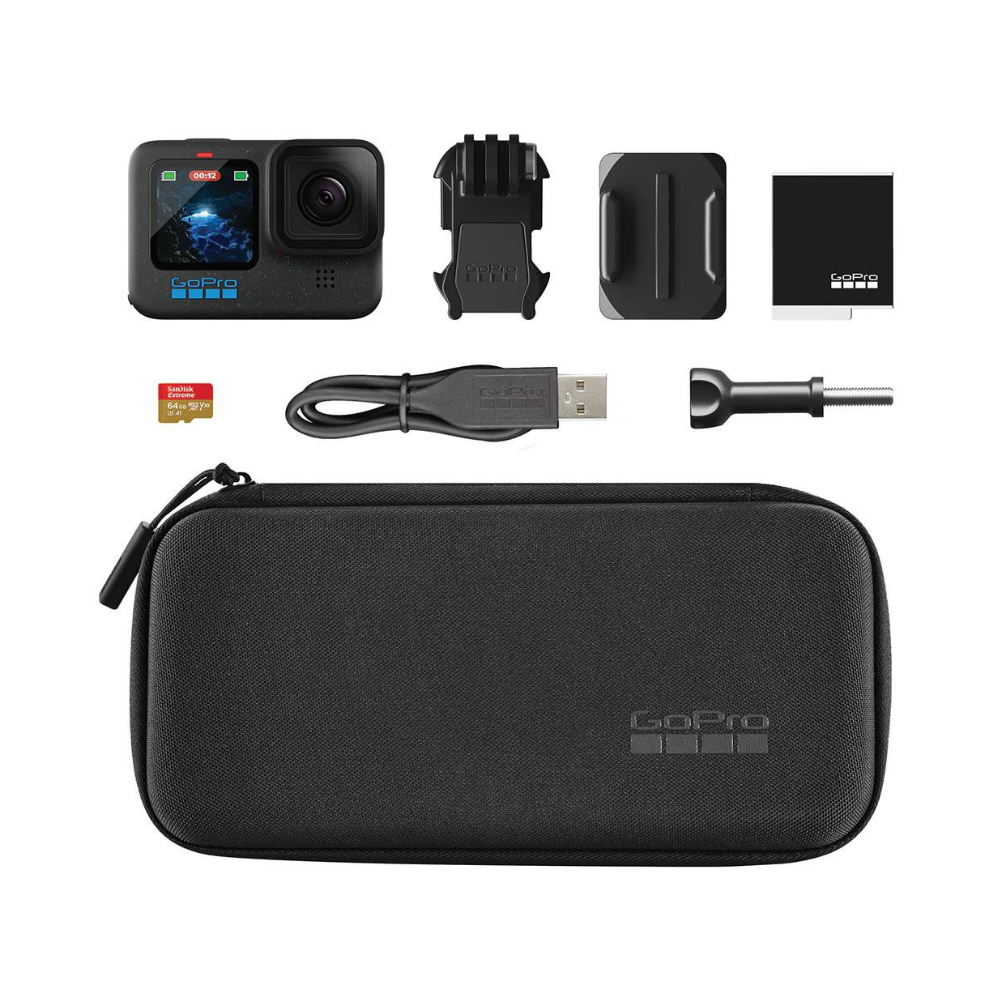 GoPro Hero12 Black Specialty Bundle (Sandisk 64Gb Memory Card+ Carrying Bag)