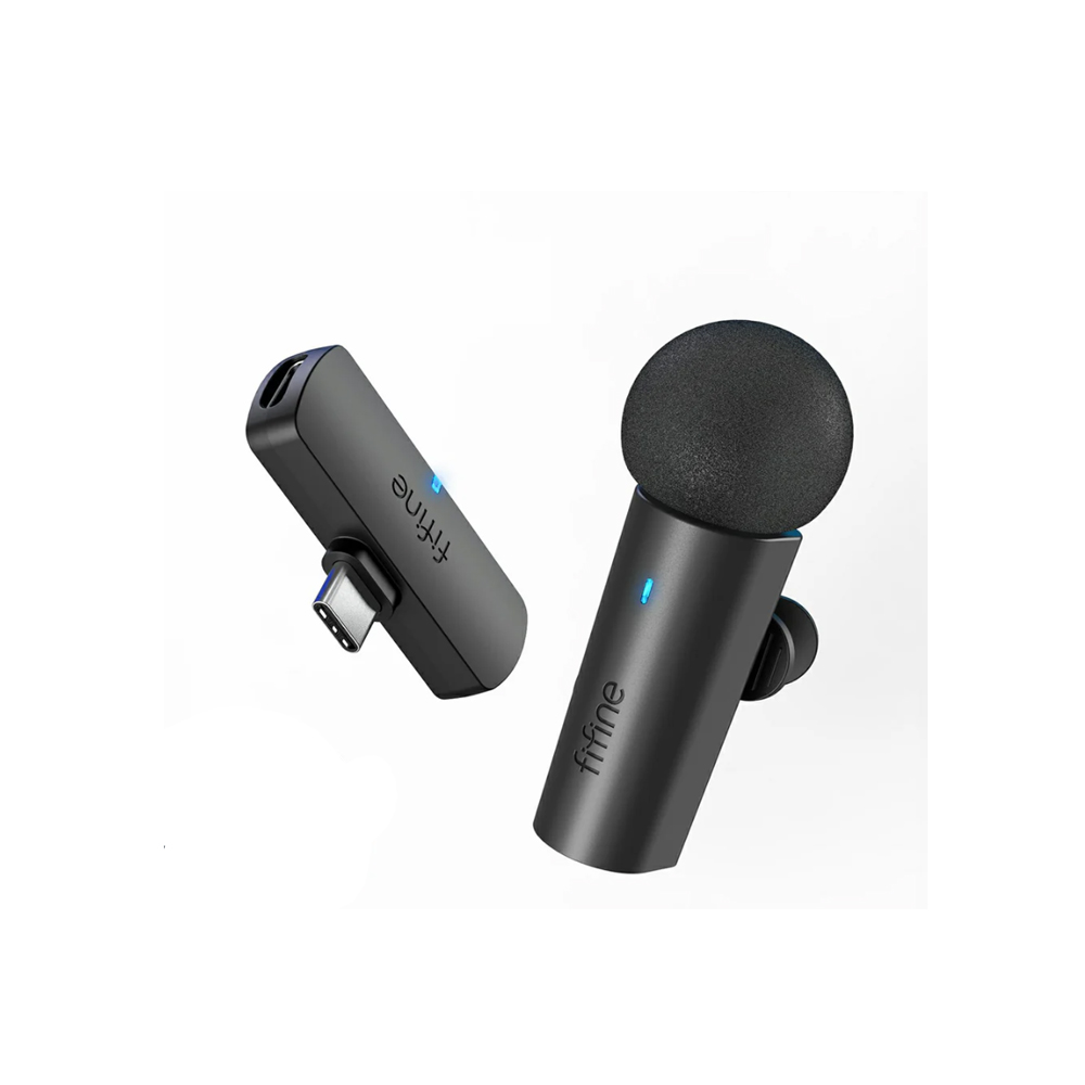 Fifine M6 Wireless Lavalier Recording Microphone, Type-C mini Mic for Mobile Phone / Tablet / Laptop Live Streams / Vlog / Interview