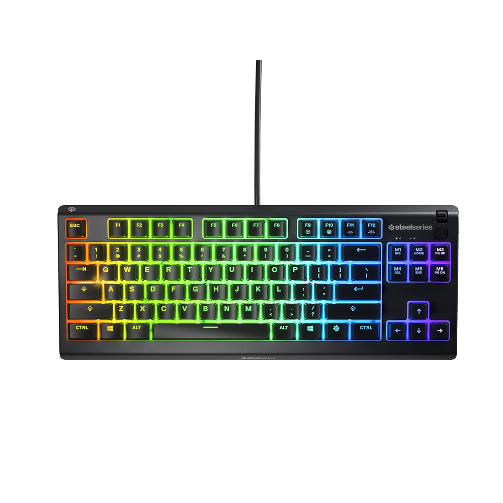 SteelSeries Apex 3 TKL RGB Gaming Keyboard – Tenkeyless Compact Form Factor - 8-Zone RGB Illumination – IP32 Water & Dust Resistant – Whisper Quiet Gaming Switch – Gaming Grade Anti-Ghosting,Black