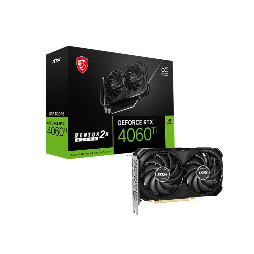 MSI VGA GeForce RTX 4060 Ti Ventus 2X Black 8G OC 8GB GDDR6 128B DX12