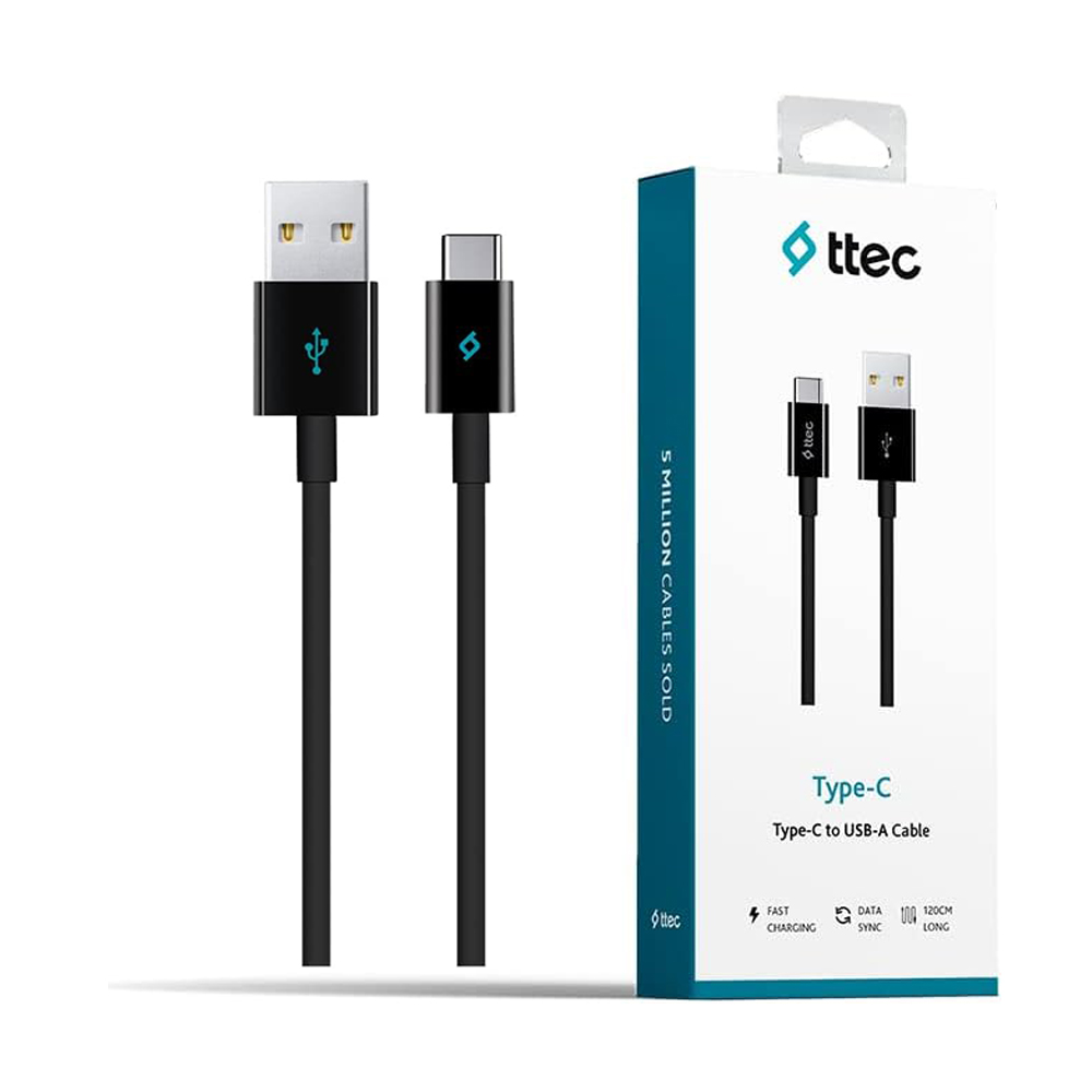 TTEC USB-A to USB-C 1.2m Fast Charging Black Cable