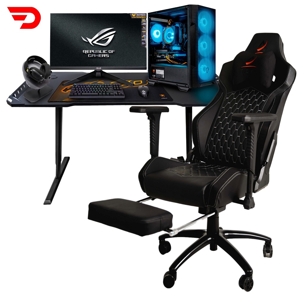 Durmazz Emerald PLUS Gaming Bundle AMD Ryzen 7 7700 16/32GB DDR5 RAM 1TB SSD Nvidia RTX 4060ti 8GB & Adax Luxes Gaming Chair & AOR S1-Y Gaming Table & Asus TUF VG279Q3A 27" Full HD 180Hz 1ms Gaming Monitor & Logitech Keyboard, Mouse, Mousepad, Headset