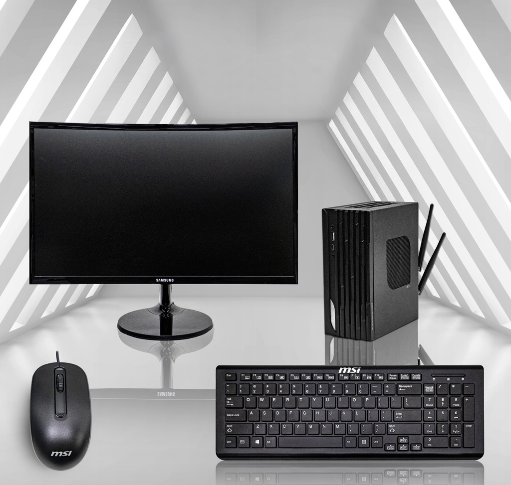 MSI MINI OFFICE PC BUNDLE - MSI PRO DP20ZA Ryzen 5-5600G 16GB RAM 1TB SSD Win11 - Samsung 23.5" LC24F390F LED Curved Monitor - Keyboard & Mouse