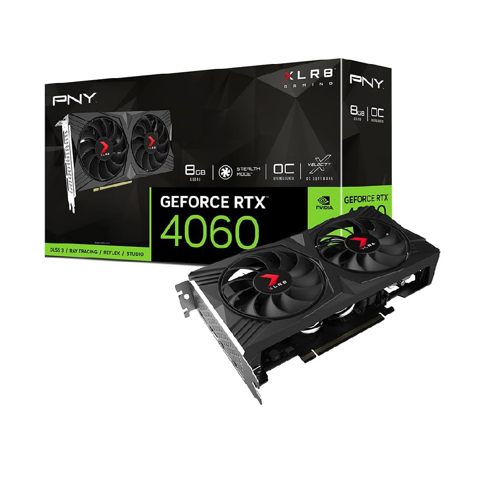 PNY GeForce RTX 4060 8GB XLR8 Gaming Verto Dual Fan OC GDDR6 Graphics Card