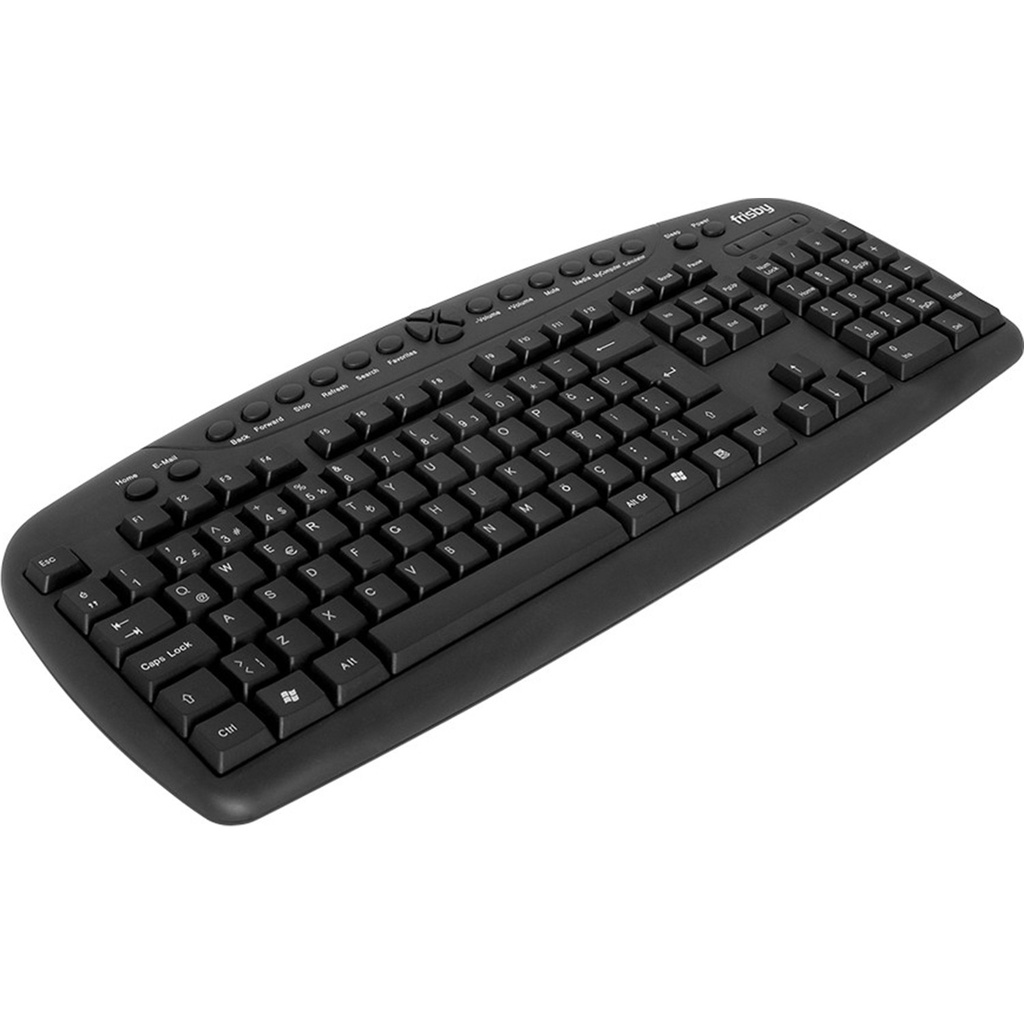 Frisby USB-Tastatur FK-130EU – Schwarz, Englisch, Mit Multimedia-Tasten & Spritzschutz